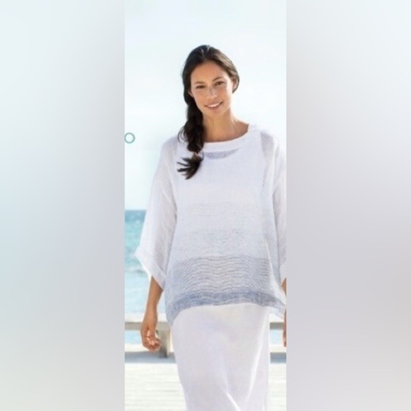 J. McLaughlin 100 % Linen Ombre Stripe Tunic kimonk size M/L - Picture 9 of 9